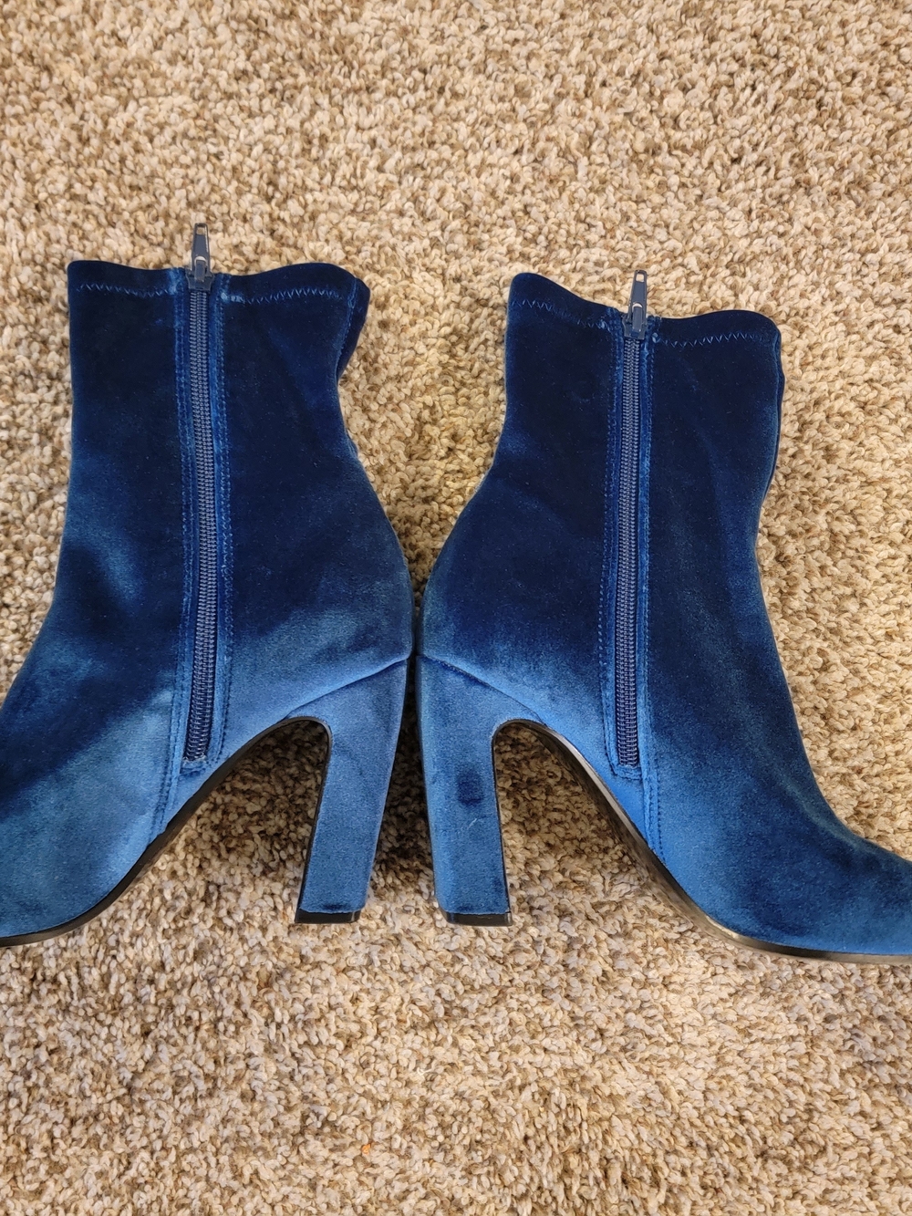 7.5 Women’s Velvet Ankle Boots - Blue